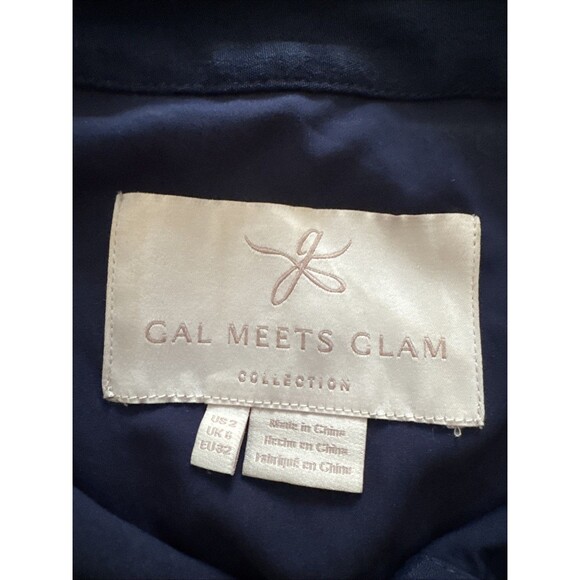 Gal Meets Glam Collection Button Front Surplice Dress Blue Rose Damisk Size 2 - Picture 4 of 11